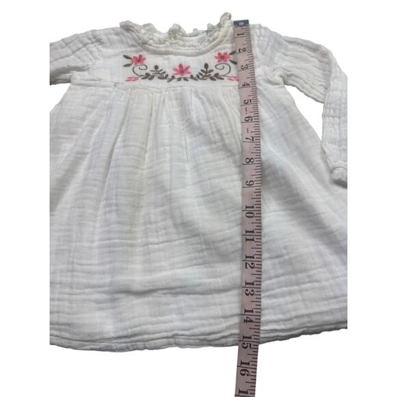 Laughing Llama White Cotton Floral Accent Toddler Dress 18 months Lined pullover - Picture 7 of 13